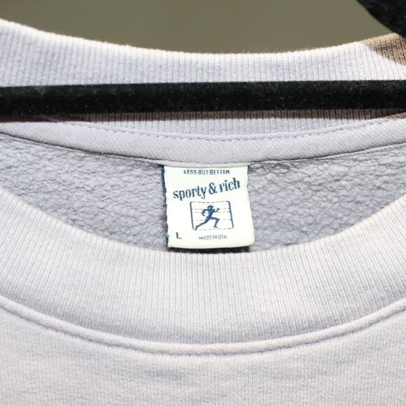 Sporty & Rich Crewneck Sweatshirt in Pale Purple Size Large Made in USA - Picture 5 of 5